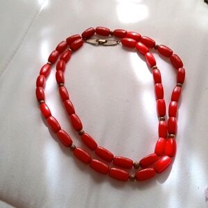 Vintage necklace long red beads